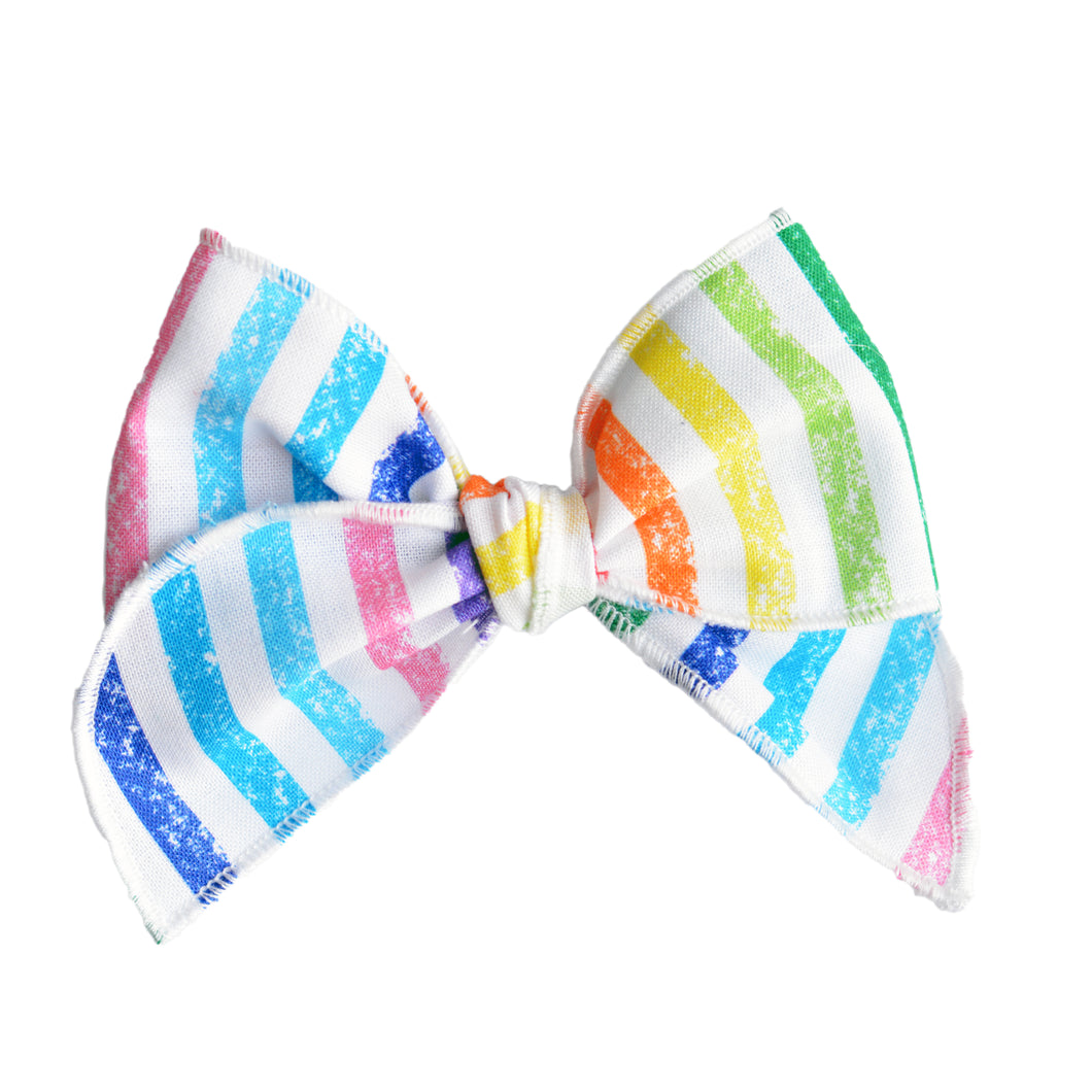 Rainbow Stripe Bow (Pigtail, 4