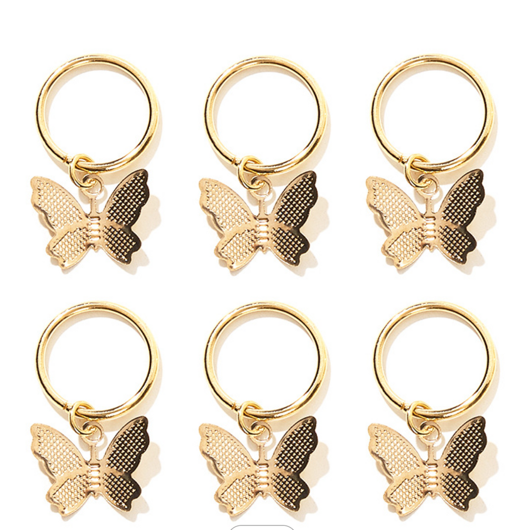 Gold Butterfly Hair Rings
