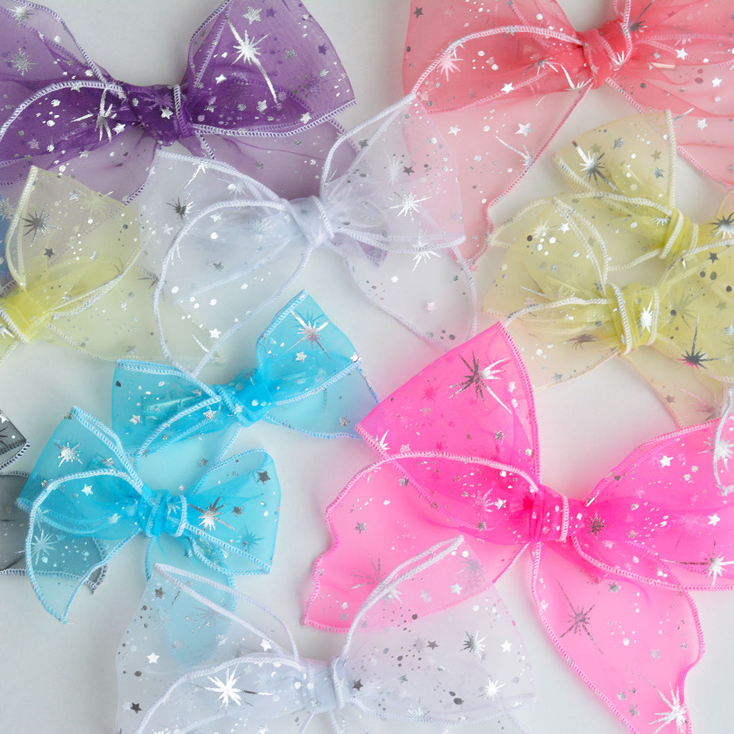 Sheer Sparkle Bows (Multiple sizes, 8 colors)