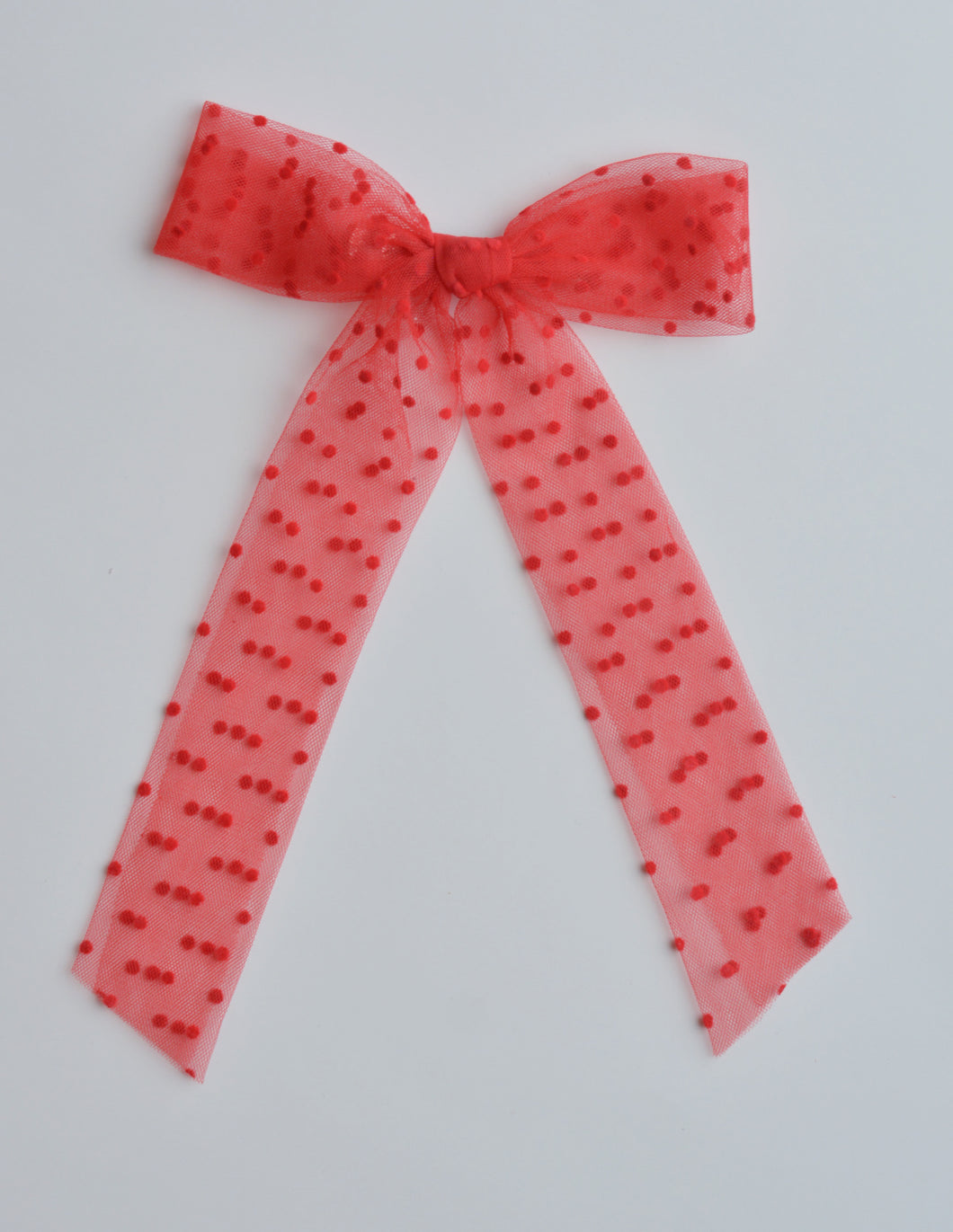 Red Mesh Swiss Dot Hairbow