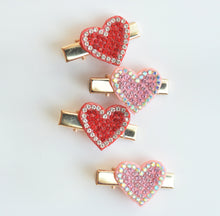 Load image into Gallery viewer, Mini Rhinestone Heart Clips (set of 4)
