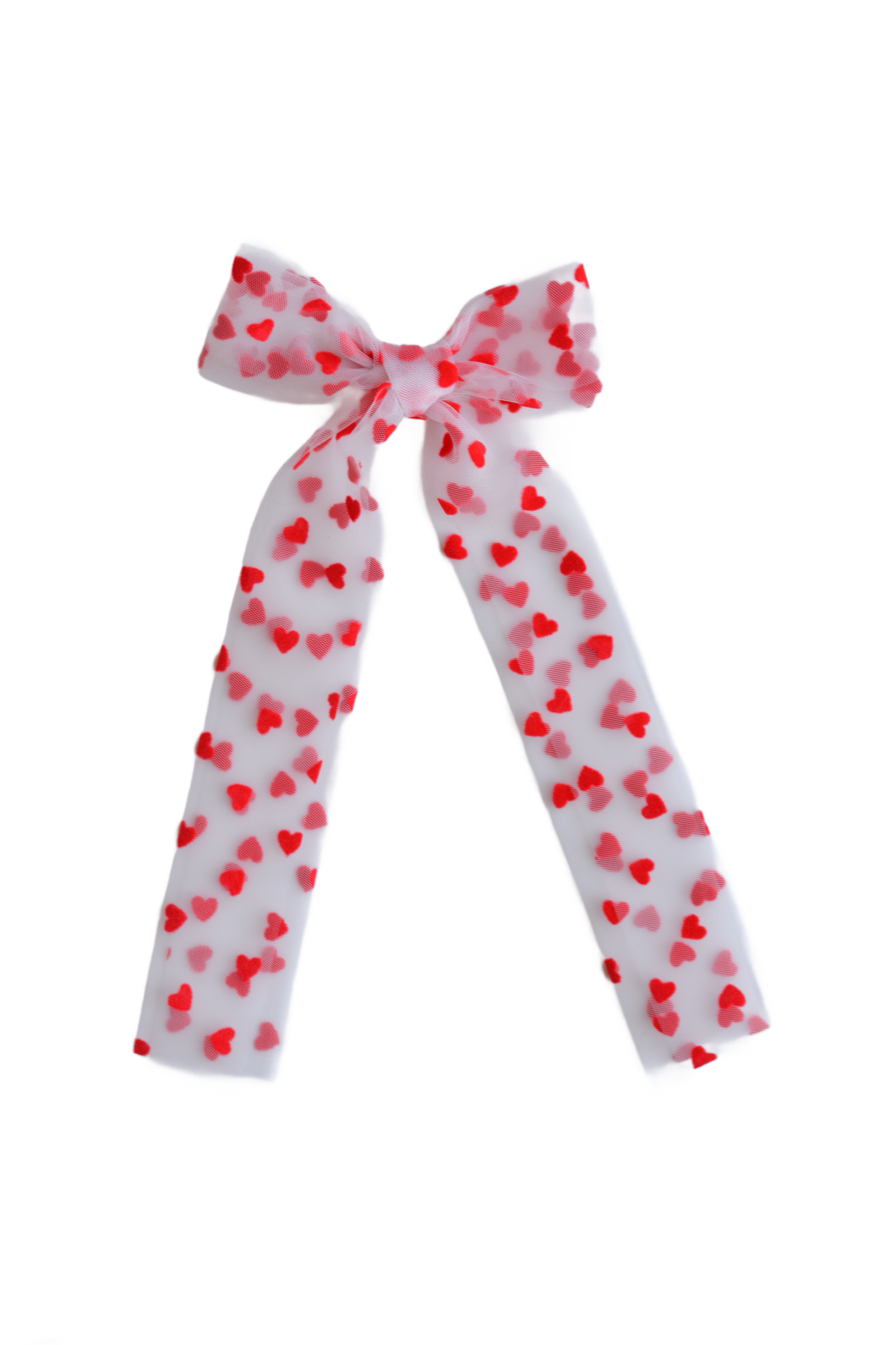 Heart Flocked Mesh Hairbow