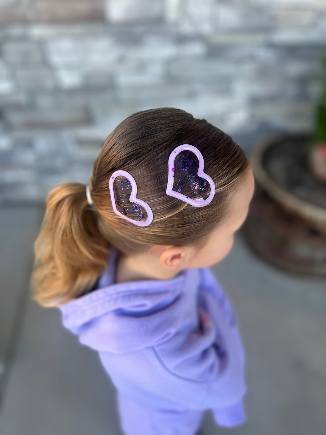 Large Open Heart Snap Clips (Pink or Purple)