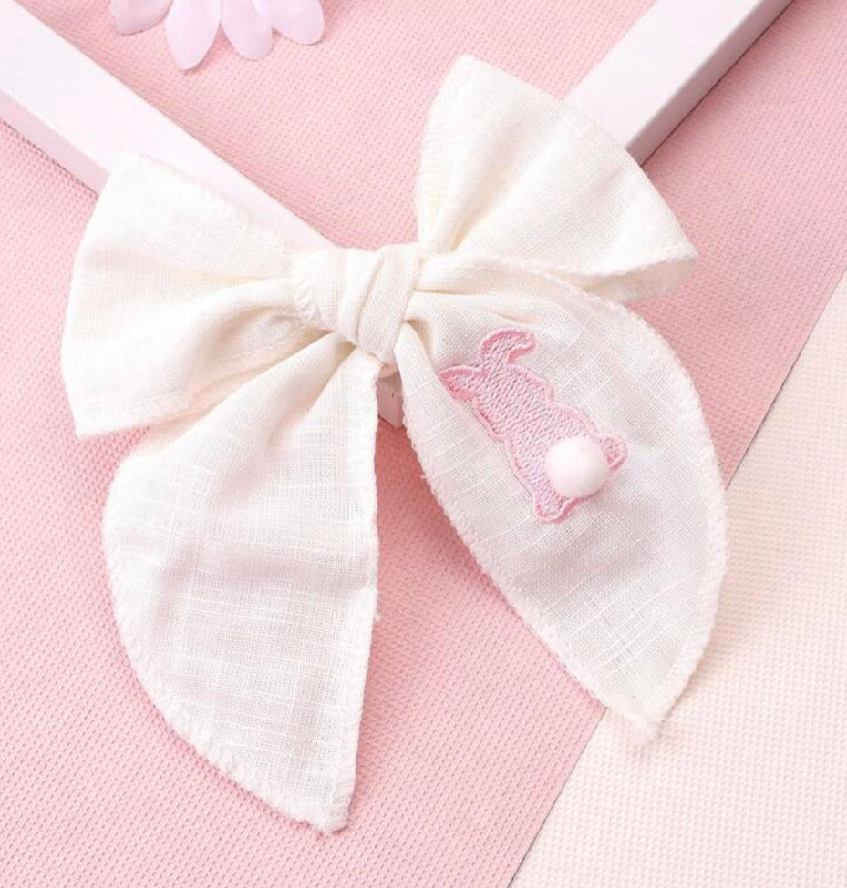 Embroidered Bunny Bow