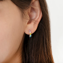 Load image into Gallery viewer, Pastel Heart Hoop Huggies, 925 Sterling Silver
