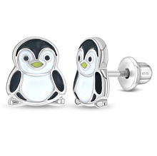 Load image into Gallery viewer, Penguin Earrings, 925 Sterling Silver (Screw back)
