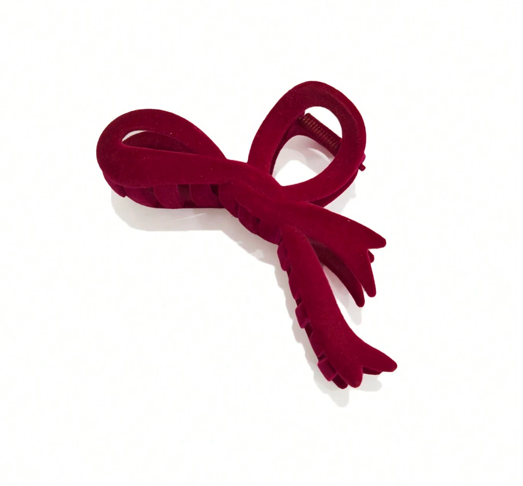 Velvet Bow Claw Clip