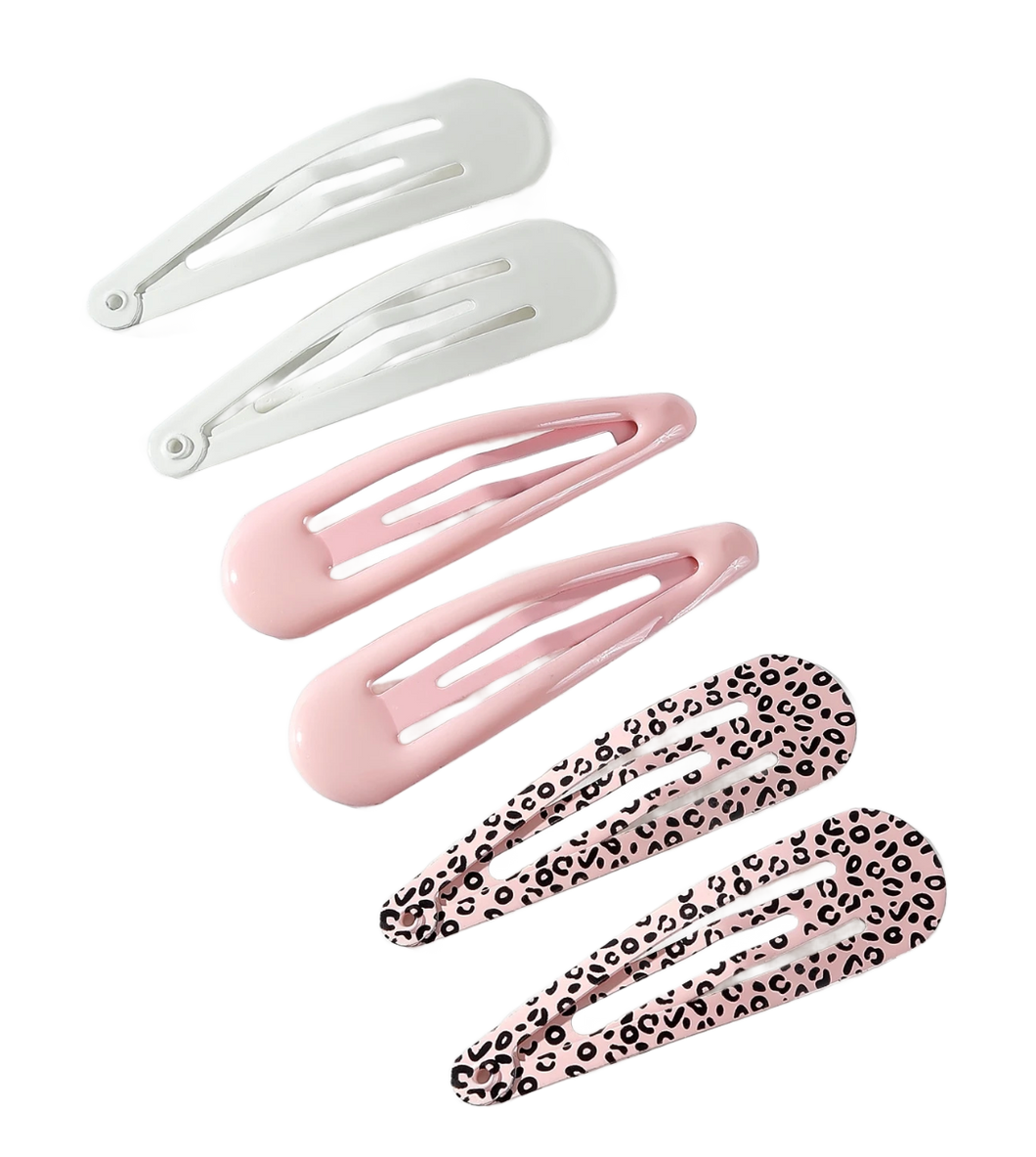 Pink Leopard Snap Clip Set