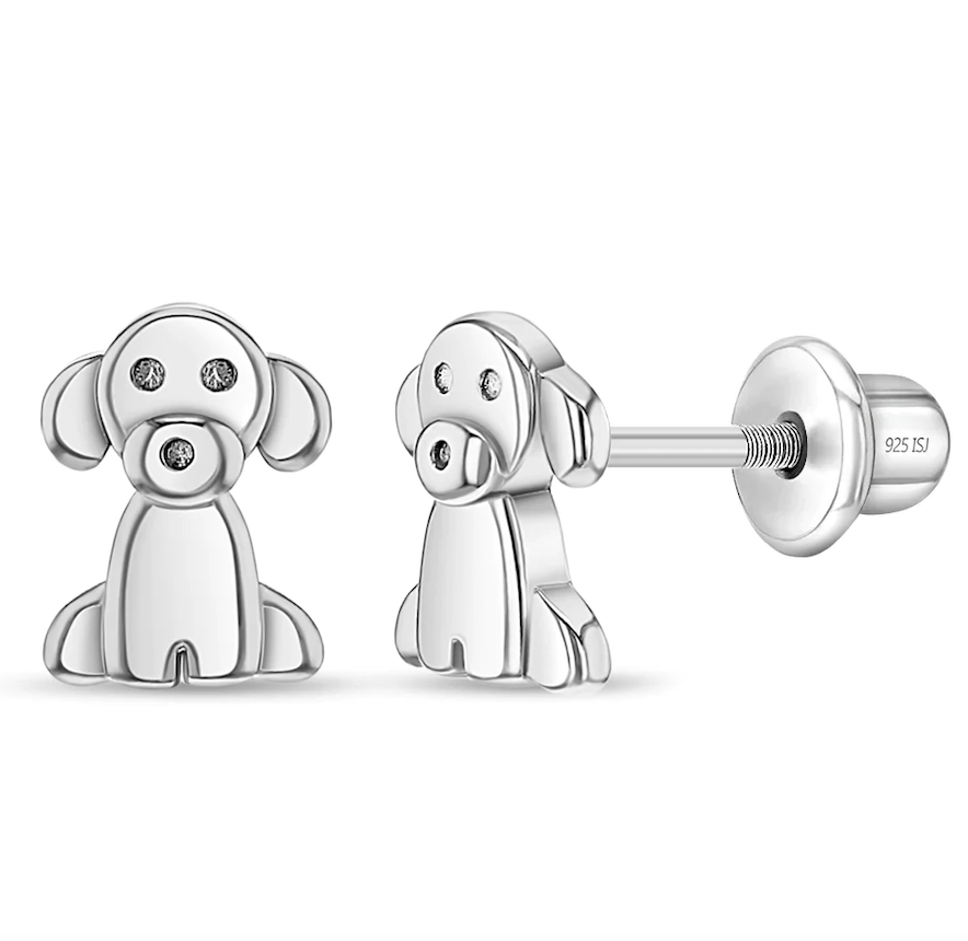 Puppy Dog Earrings, 925 Sterling Silver