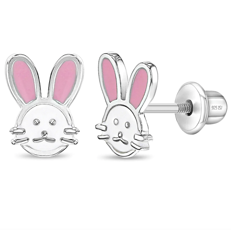 Easter Bunny Earrings, 925 Sterling Silver