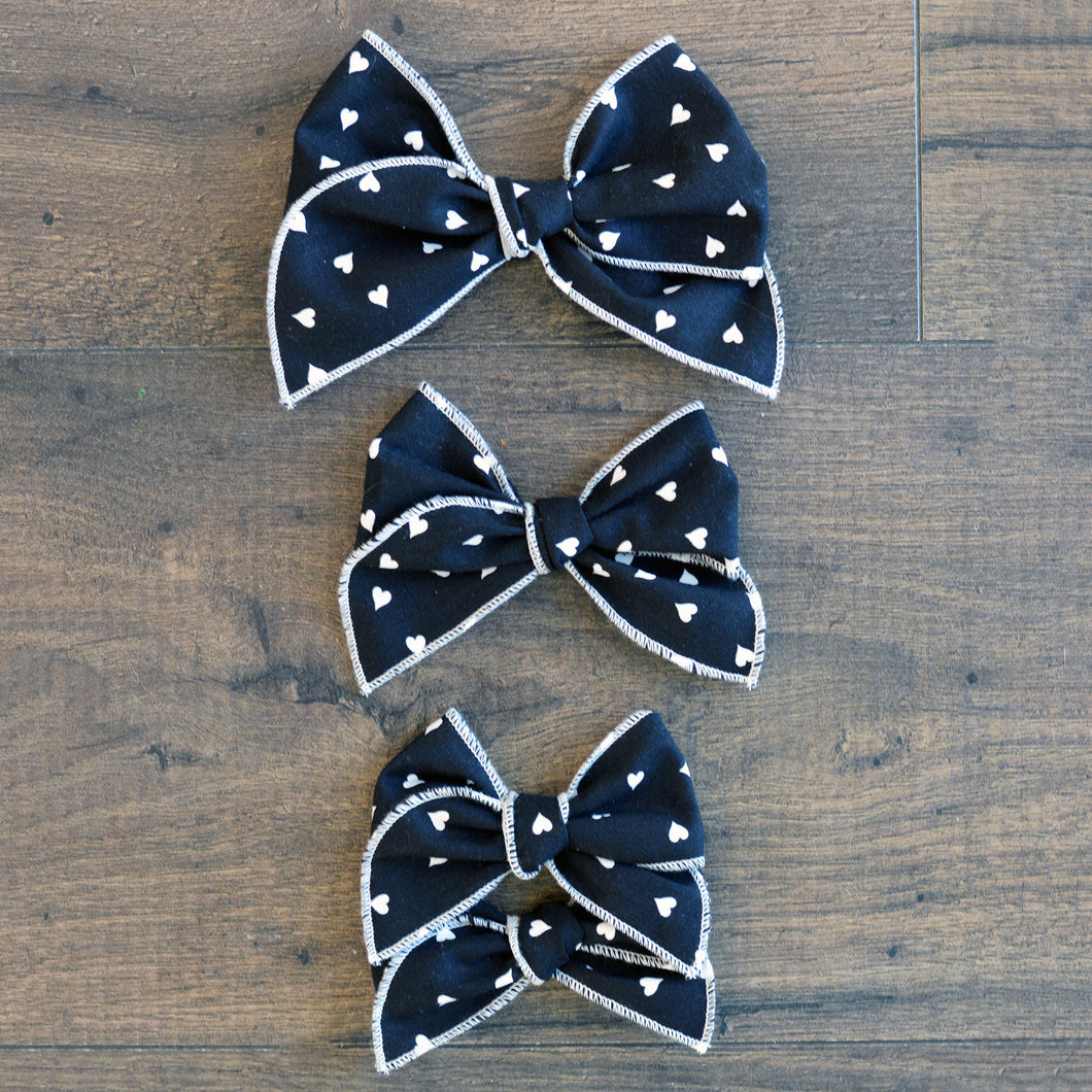 Black and White Heart Bow (3 options)